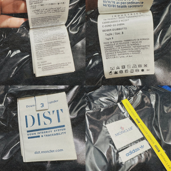 Moncler x Adidas Beiser Down Jacket Men's 3/ L Blue Hooded Full Zip NWT $2075 - Picture 13 of 15